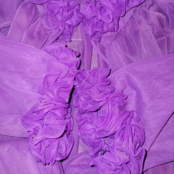 Vintage Union Made ILGWU Purple Sheer Ruffle Sleeve House Coat Robe M - Picture 10 of 13
